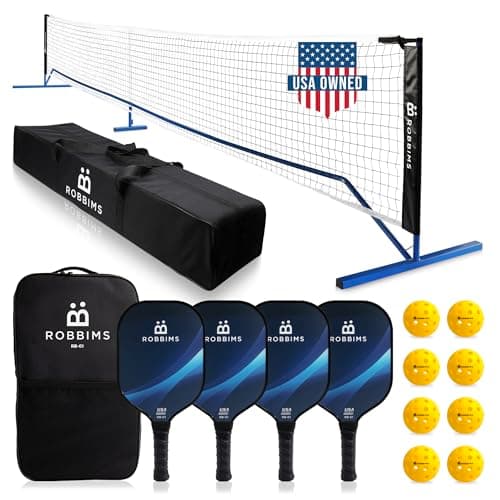 Portable Pickleball Set with Net | 4 USAPA Approved Graphite Paddles, Duffle Bag, Regulation Size Pickleball Net System, Assembly Manual, 8 Outdoor Pickleball Balls and Carry Bag
