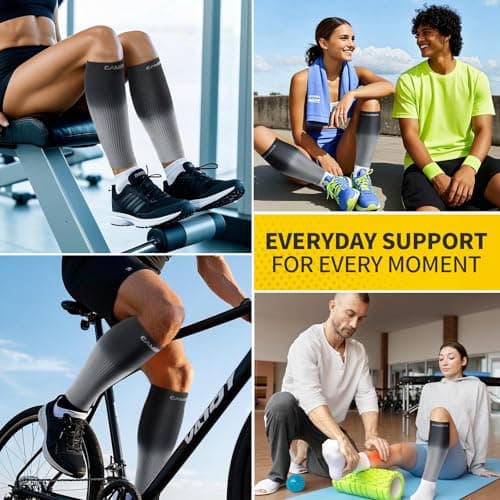 CAMBIVO Gradient Calf Compression Sleeves, 20-30 mmHg Medical Footless Compression Socks for Shin Splints, Leg Fatigue, Travel, Running, Standing & Daily Wear – Stylish Leg Support for Men & Women