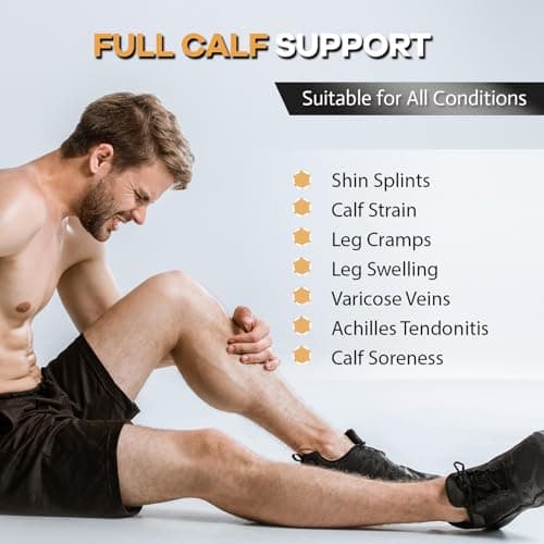 Copper Calf Compression Sleeves for Men and Women, Leg Compression Sleeve for Shin Splint Relief, Calf Sleeves for Men Running, Fitness (1 Pair)