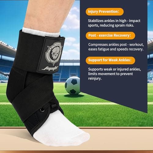 Jupiter Ankle Brace for Sprained Ankles for Women & Men, Made of Neoprene with Dual Springs, for Injury Recover, Running, Basketball and Cycling(Black M 11‘’-14‘’)