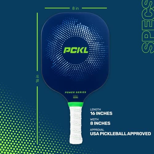 PCKL Pickleball Paddle Pro Series and Power Series | USA Pickleball Approved | Graphite Carbon Face | Edgeless Design | Choose Blue or White Pickleball Paddle