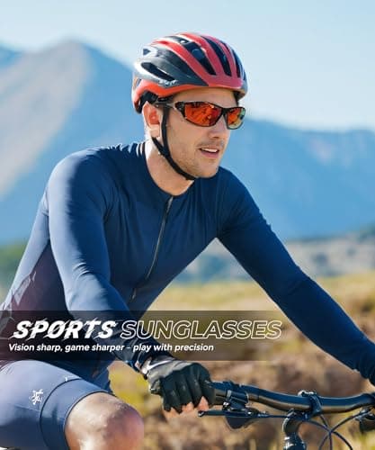 Polarized-Sunglasses-Men Sports Mens-Sunglasses: Sun-Glasses with UV400 Protection for Driving Golf Fishing Running