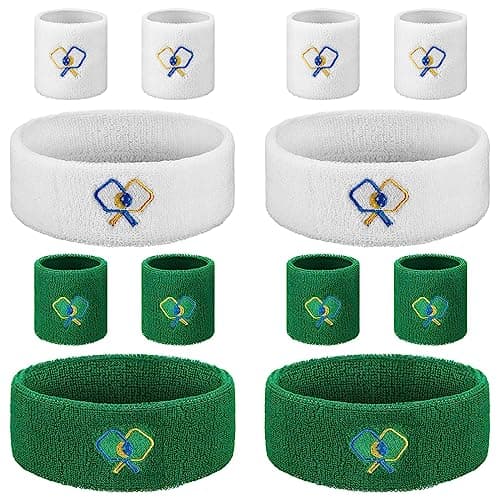 Suhine 4 Pcs Sports Headband 8 Pcs Moisture Wicking Wristband Breathable Sweat Absorption Sweatband for Christmas Valentine‘s Day Gift