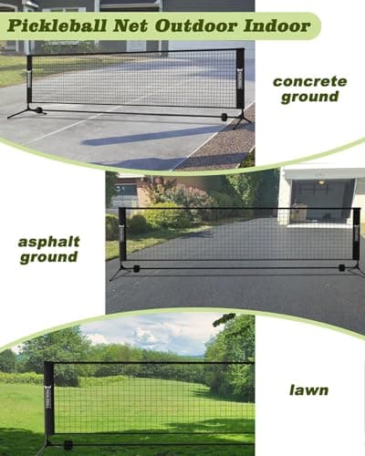 NQV Pickleball Set with Net-10FT Half Court Size Pickleball Net+Wood Pickleball Paddles+Pickle Balls+Ball Retrievers, Portable Outdoor Driveway Indoor for Adults Beginners