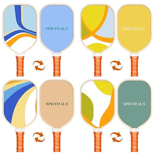 Pickleball Paddles Set of 4, Premium Wood with 4 Indoor & Outdoor Pickleball Balls and 1 Carry Bag, Pickleball Rackets with Ergonomic Cushion Grip for Beginner & Professional Gifts for Women Men Youth