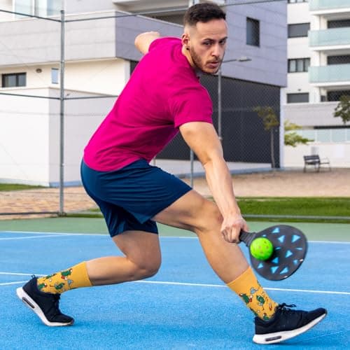 Funny Novelty Pickleball Socks for Adults - Pickle Ball Gifts Colorful Unisex Crew Length One Size Socks
