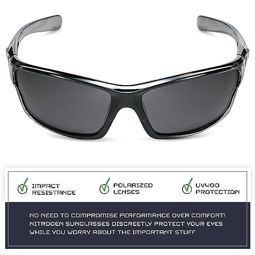 Nitrogen Polarized Wrap Around Sport Sunglasses for Men Women UV400 Protection Sun Glasses