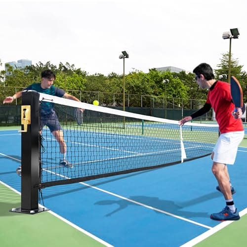 Pickleball Court Net System, Pickleball Net Set – 22 FT Regulation Net with 2 Pickleball Posts, Premium-Grade Brass Winder, Professional Net, Surface Mount – Ideal for Indoor or Outdoor Use