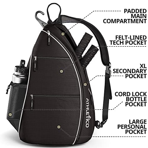 Athletico Sling Bag - Crossbody Backpack for Pickleball, Tennis, Racketball, and Travel for Men and Women