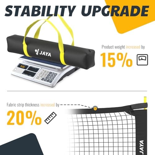 JAYA Ultra Stable Pickleball Net with Ball Holder and Balls, Weight Upgrade, IPF Standard 22 feet, Easy Setup