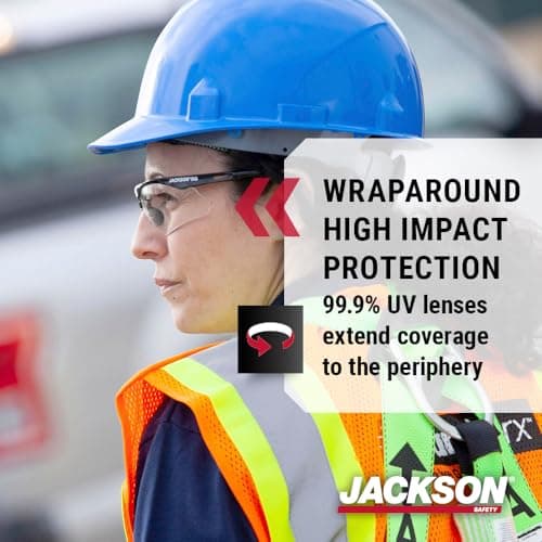 Jackson Safety SG Safety Glasses - Eye Protection for Men & Women - Anti-Scratch Lens with Black Frame - ANSI Z87.1 - Pack of 3 (Multiple Styles)