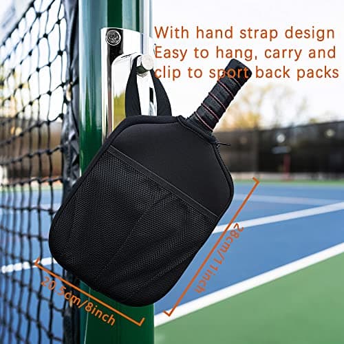 WK IEASON Neoprene Pickleball Paddle Cover with Inner Pockets and Handle Strap - Racket Sleeve and Ball Holder Organizer