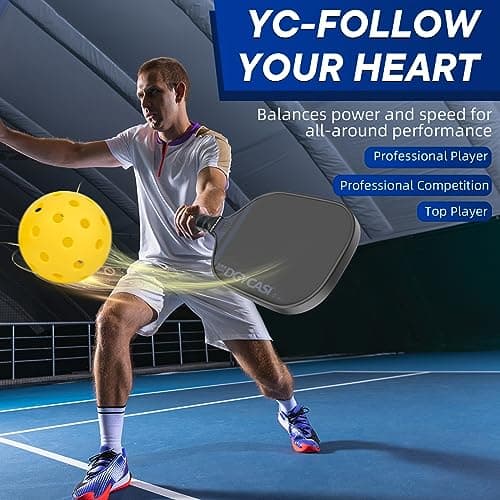 YC DGYCASI 16mm Pickleball Paddles Professional, 2025 USAPA Approved T700 Carbon Fiber Surface Pickle Paddle(CFS), Polypropylene Lightweight Honeycomb Core, Cushion Comfort Grip, with Cover Case Black