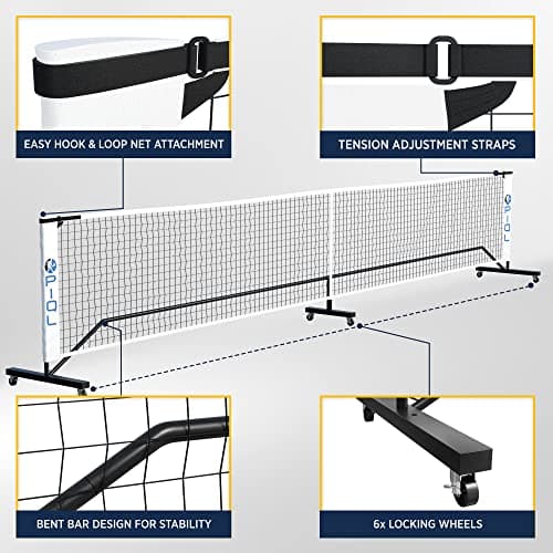 Portable Pickleball Net System with Wheels - Regulation Size Pickleball Set - Pickle Ball Indoor & Outdoor Nets – Driveway Pickle-Ball Court with Carry Bag for Pickle Ball Set