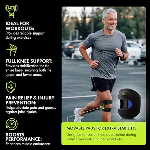 GARNO Knee Brace for Pain Relief by Meniscus Tear, MCL, Arthritis, ACL, Osgood Schlatter, Compression Patellar Tendon Support Strap for Working Out, Running, Weightlifting; Men, Women; (Large Size)