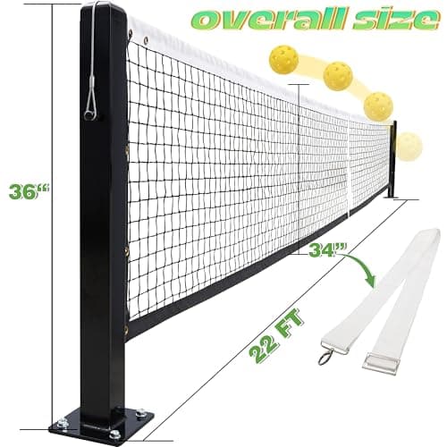 Pickleball Court Net System, Pickleball Net Set – 22 FT Regulation Net with 2 Pickleball Posts, Premium-Grade Brass Winder, Professional Net, Surface Mount – Ideal for Indoor or Outdoor Use