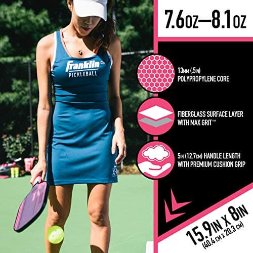 Franklin Sports Pro Pickleball Paddles - Christine McGrath Pro Player Tournament Pickleball Paddles - Polypropylene Paddle with Max Grit Surface - USA Pickleball (USAPA) Approved - 13mm + 16mm Cores