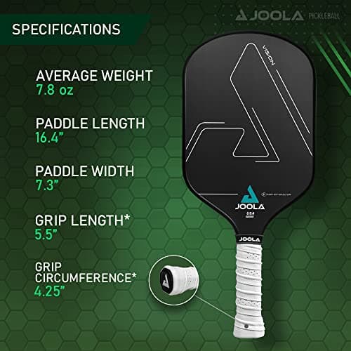 Joola Vision Pickleball Paddle with Textured Carbon Grip Surface Technology for Maximum Spin and Control with Added Power - Polypropylene Honeycomb Core Pickleball Racket