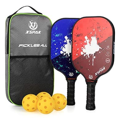 XS XSPAK Pickleball Paddles Sets, USAPA Graphite Face/Carbon Fiber and Polypropylene Honeycomb Core, Anti-Slip Sweat-Absorbing Soft Cushion Grip, Pickleball Set of 2 with 2-4 Balls and 1 Bag/Backpack