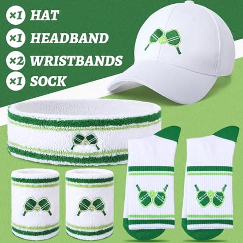 Panitay 4 Pack Funny Dink Ball Lover Gifts Dink Ball Hats Sports Wrist Head Sweatbands and Novelty Socks for Men Women