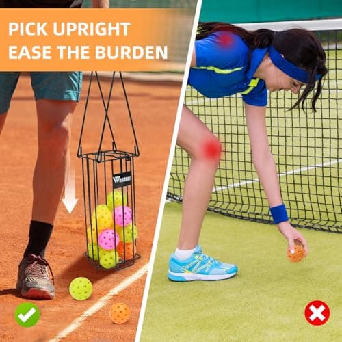 Pickleball Ball Holder Set - Large Capacity Pickleball Hopper with 20 Balls, Must-Have Pickleball Accessories for Pickleball Training, Pickleball Caddy for Pickleball Practice Equipment