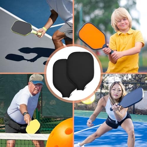 2 Pcs Pickleball Paddle Covers, Universal Case Size - 8.6 x 12.2 inches Zippered Racket Sleeve, Durable Neoprene Paddle Cover, Paddle Storage Bag for Most USAPA Standard (Black) (Black)
