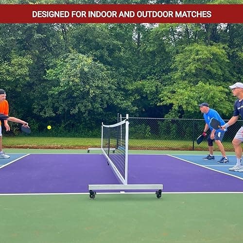 Dominator Standard Portable Pickleball Net - Heavy Duty Indoor/Outdoor Portable Regulation Pickleball Net - USAPA Compliant Net - Includes Rolling Carry Bag & Locking Wheels