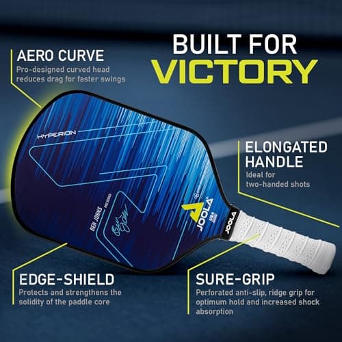 JOOLA Ben Johns Hyperion Pickleball Paddle - Carbon Surface & Sure-Grip Elongated Handle - Increased Power and Spin - Carbon Fiber Pickleball Paddle - Honeycomb Polypropylene Core - USAPA Approved