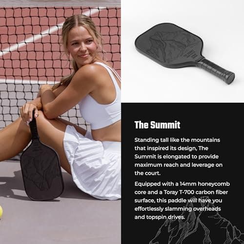 Carbon Fiber Pickleball Paddle - Raw Toray T700 Surface Provides Maximum Ball Spin | Elongated or Widened Pickleball Racket Shapes Available - Paddle Customization Kit Included