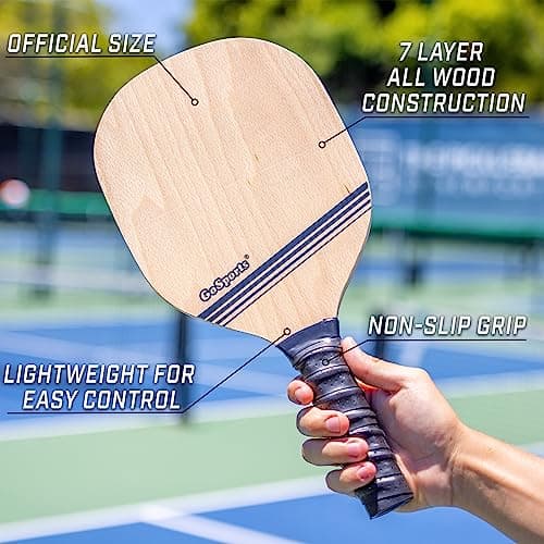 GoSports Pickleball Sets - Classic, Retro, Steel Blue, or Yellow - Includes 4 Paddles, 4 Regulation Pickleballs and Carry Case