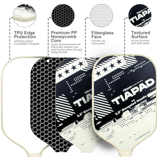 Pickleball Paddles Set of 2/4, USAPA Approved, Foam Molding 5.5" Long Handle, Lightweight, Fiberglass 16mm, Textured Surface, Elongated Pickle Ball Rackets 2 Pack for Beginner