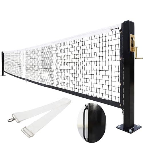 Pickleball Court Net System, Pickleball Net Set – 22 FT Regulation Net with 2 Pickleball Posts, Premium-Grade Brass Winder, Professional Net, Surface Mount – Ideal for Indoor or Outdoor Use