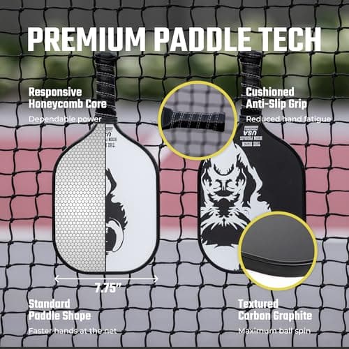 Carbon Graphite Pickleball Paddles - Lightweight Pickleball Rackets | Honeycomb Composite Core Improves Pickle Ball Placement and Increases Power | Durable Unibody Construction