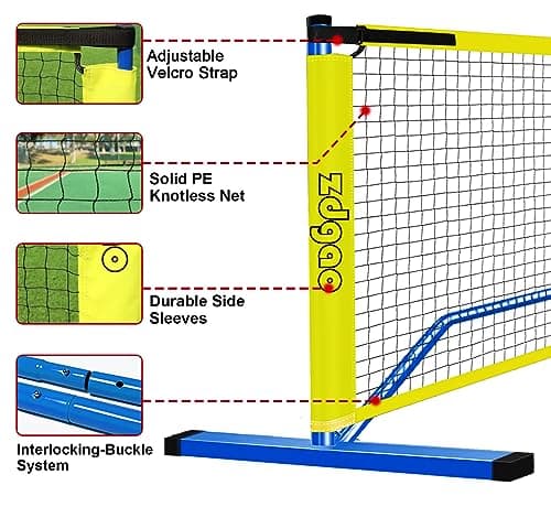 Zdgao Portable Pickleball Net for Driveway, 22 FT Regulation Size & 11 FT Half Court Size Pickle Ball Net with Pickleballs and Carry Bag, 2 in 1 Pickle Ball Net Set for Backyard