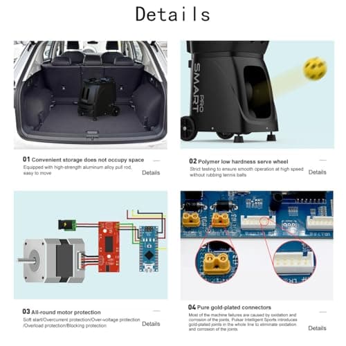 PP-Smart Pro Pickleball Machine – Large Capacity, Long Battery Life, Precise Ball Placement, Adjustable Speed and Spin, Smart Programming, Ideal for Training All Skill Levels