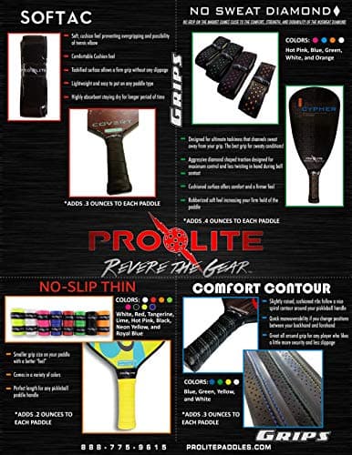 Prolite No-Sweat Diamond Grip for Pickleball Paddles, Racquetball, Squash, Platform Tennis, Badminton and More