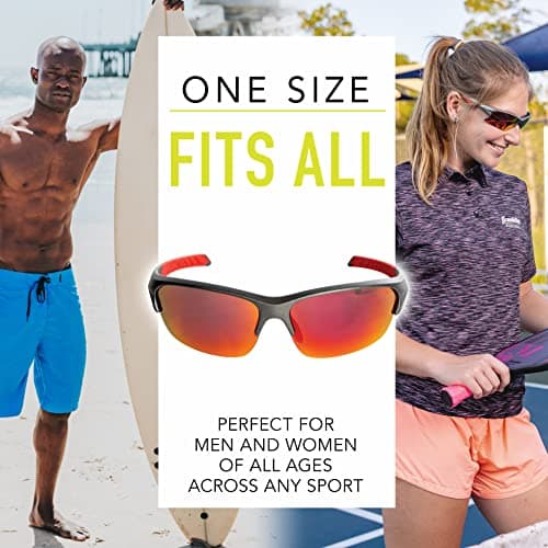 Franklin Sports Pickleball Sunglasses - All Sport UV Glasses for Tennis, Pickleball, Cycling, Rowing + More - Athletic Shades with Headband + Carry Bag, Red