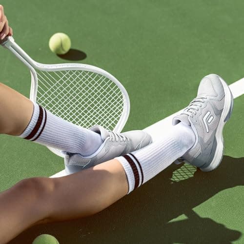 FitVille Wide Pickleball Shoes for Women Outdoor Court Lightweight Tennis Shoes Womens Ultra Cushioning Court Shoes with Arch Support & Wide Toe Box