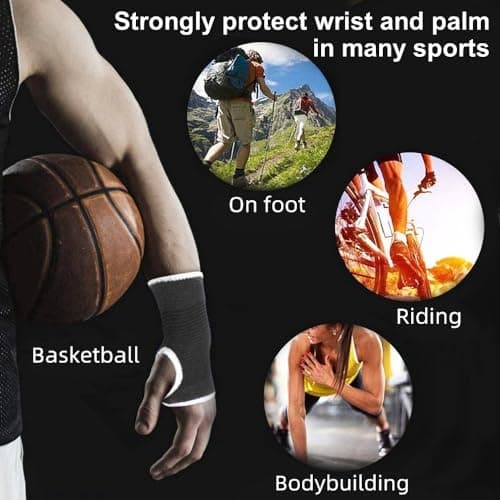 Palm Brace Wrist Support Sleeves (1 Pair), Everyday Use Wrist Brace, Compression Carpal Tunnel for Wrist Pain Relief, Fitness Gloves, Sports Glove, Wrist Brace for Men and Women (M, Black)