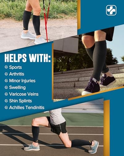 Doctor's Select 2 Pairs Copper Calf Compression Sleeve - Leg Compression Sleeves for Women & Men, Shin Splint Relief