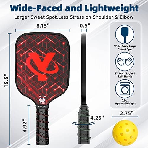 Pickleball Paddles, USAPA Approved Pickleball Paddle Set of 4, Fiberglass Surface Pickleball Set, 4 Pickleball Balls, 4 Cooling Towels, Pickleball Bag, Pickle Ball Paddle for Men Women
