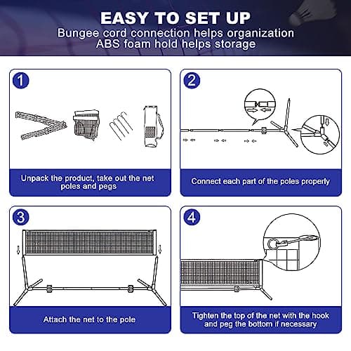 BAGAIL Badminton Net, Height Adjustable Kids Volleyball Net, Foldable Nylon Net 10 ft/14ft/17ft Wide, Tennis Net, Small Pickleball Net for Backyard Game and Indoor Outdoor Use, Easy Setup