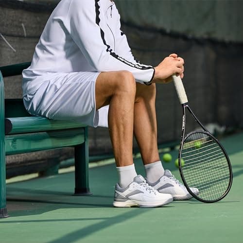 FitVille Men‘s Wide Pickleball Shoes All Court Tennis Shoes with Arch Support for Plantar Fasciitis