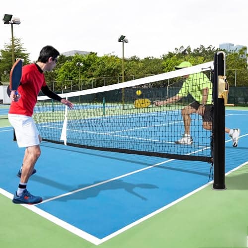 In-Ground Pickleball Net System,Pickleball Set with Net,Heavy-Duty, Regulation Size,Brass Winder, Galvanized Sleeves,Tournament-Grade for Outdoor & Indoor Courts