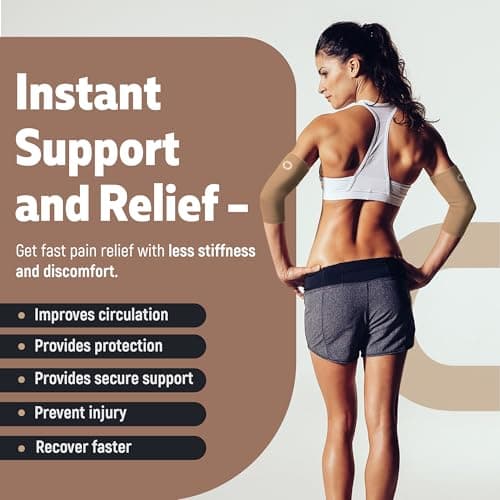 Elbow Brace Compression Sleeve (1 Pair) - Instant Arm Support Elbow Sleeves for Tendonitis, Arthritis, Bursitis, Golfers & Tennis Elbow Brace, Treatment, Workouts, Weightlifting, Pain Relief, Recovery