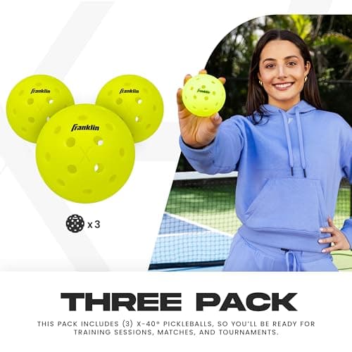 Franklin Sports X-40 Outdoor Pickleballs - Official Ball of USA Pickleball, APP Tour + Pickleball US Open - 3 Packs, 12 Packs, 36 Pickleball Buckets, 50, 100 + 400 Bulk Packs of Regulation Pickleballs