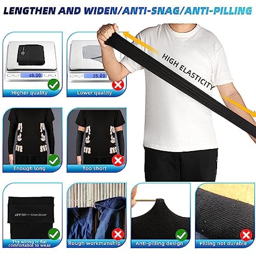 BHYTAKI UV Sun Protection Arm Sleeves, UPF 50 Sports Cooling Arm Compression Sleeves for Men Women Teenager