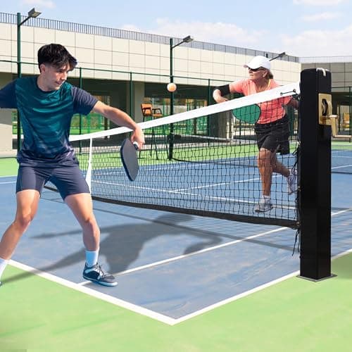 Pro-Grade In-Ground Pickleball Net with Brass Crank Handle,Galvanized Steel Sleeves,Tournament Regulation Size,Heavy Duty Pickleball Post for Indoor Gym or Outdoor Court