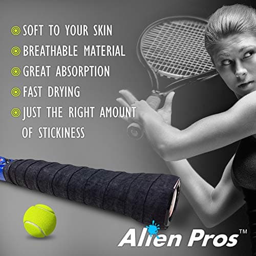 ALIEN PROS Tennis Racket Grip Tape - Precut and Dry Feel Tennis Grip - Tennis Overgrip Grip Tape Tennis Racket - Wrap Your Racquet for High Performance
