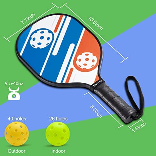 Pickleball Paddles Pickleball Set 7-ply Basswood Wooden Pickleball Rackets Set of 4 with 6 Balls and 1 Carry Bag, Pickleball Equipment for Beginner to Intermediate with Extra Edge Guard